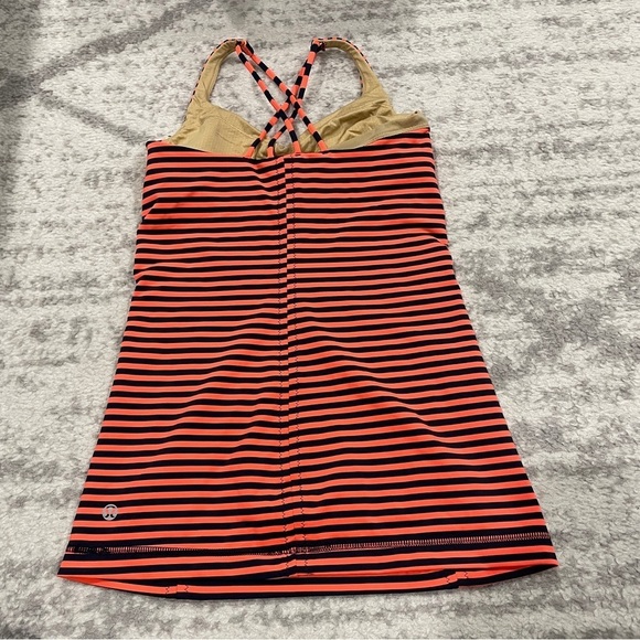 Lululemon Orange and Navy Striped Free To Be Strappy Tank Top - Picture 2 of 7